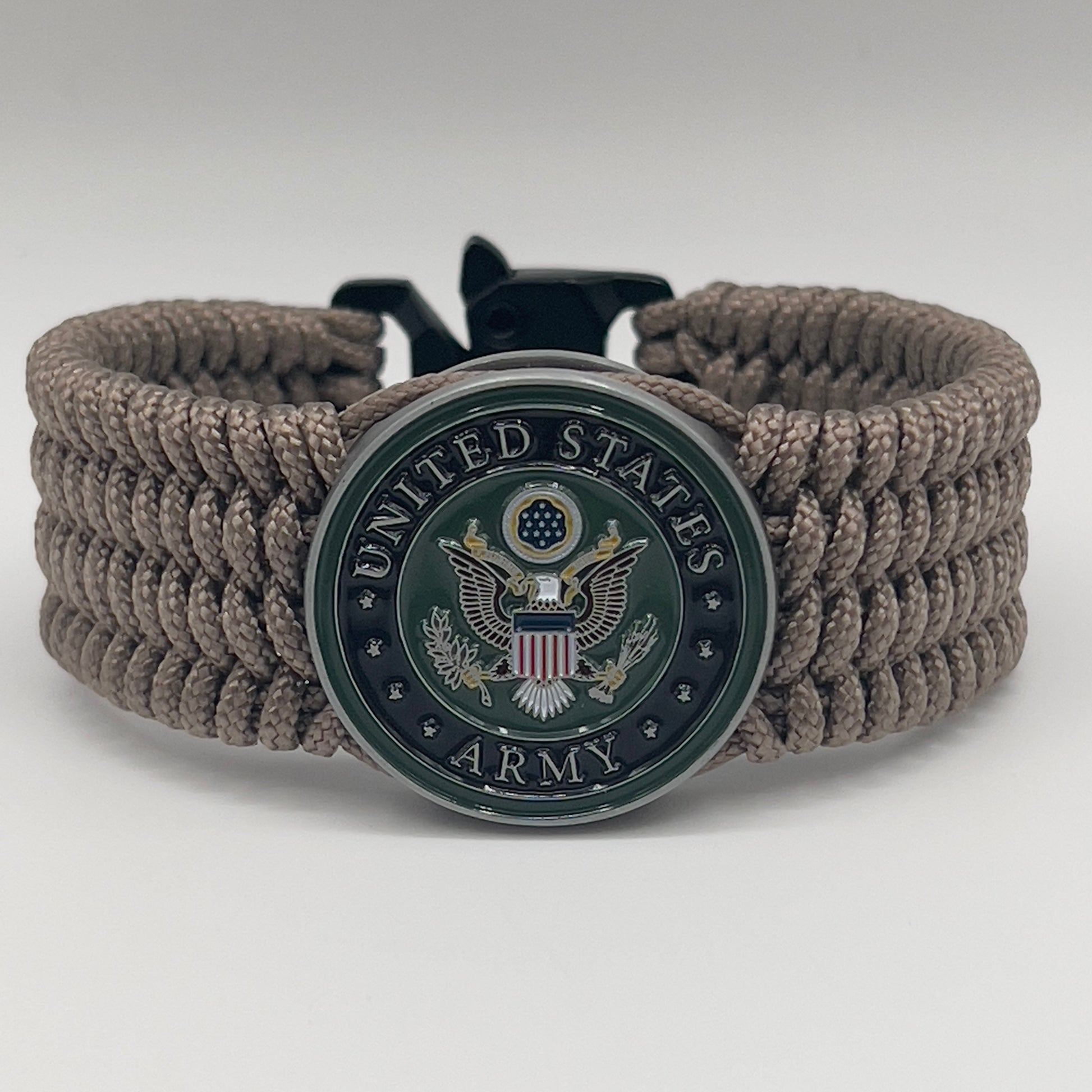 Custom engraved black and tan US Army bracelet