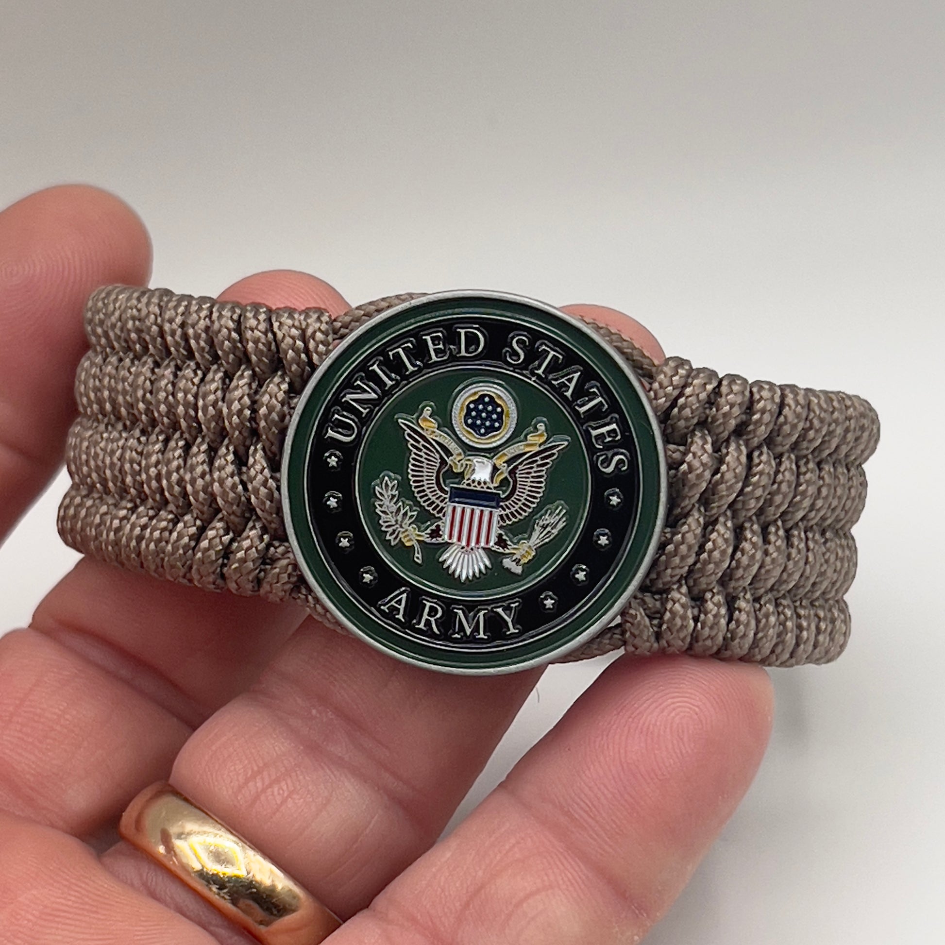Custom engraved black and tan US Army bracelet