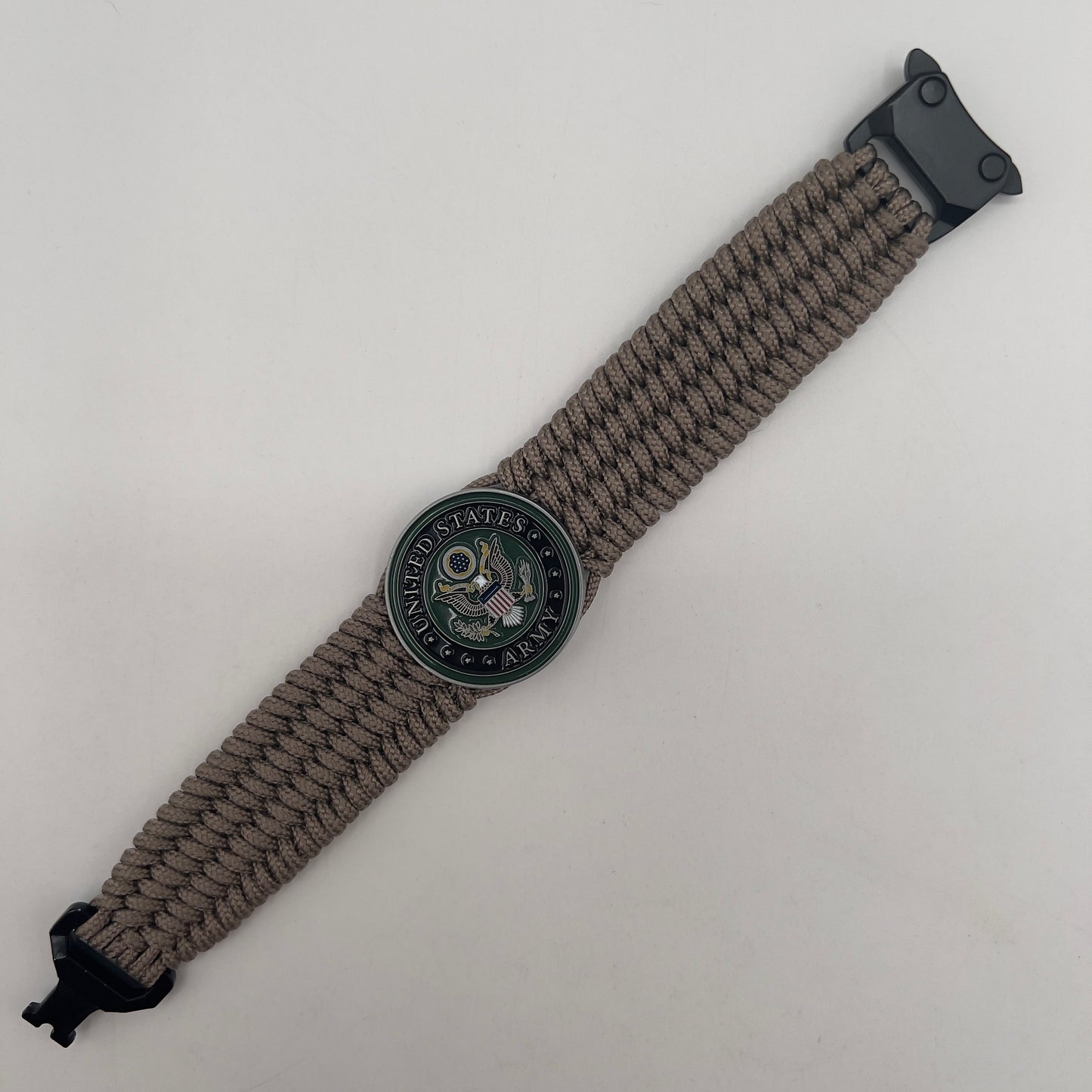 Custom engraved black and tan US Army bracelet