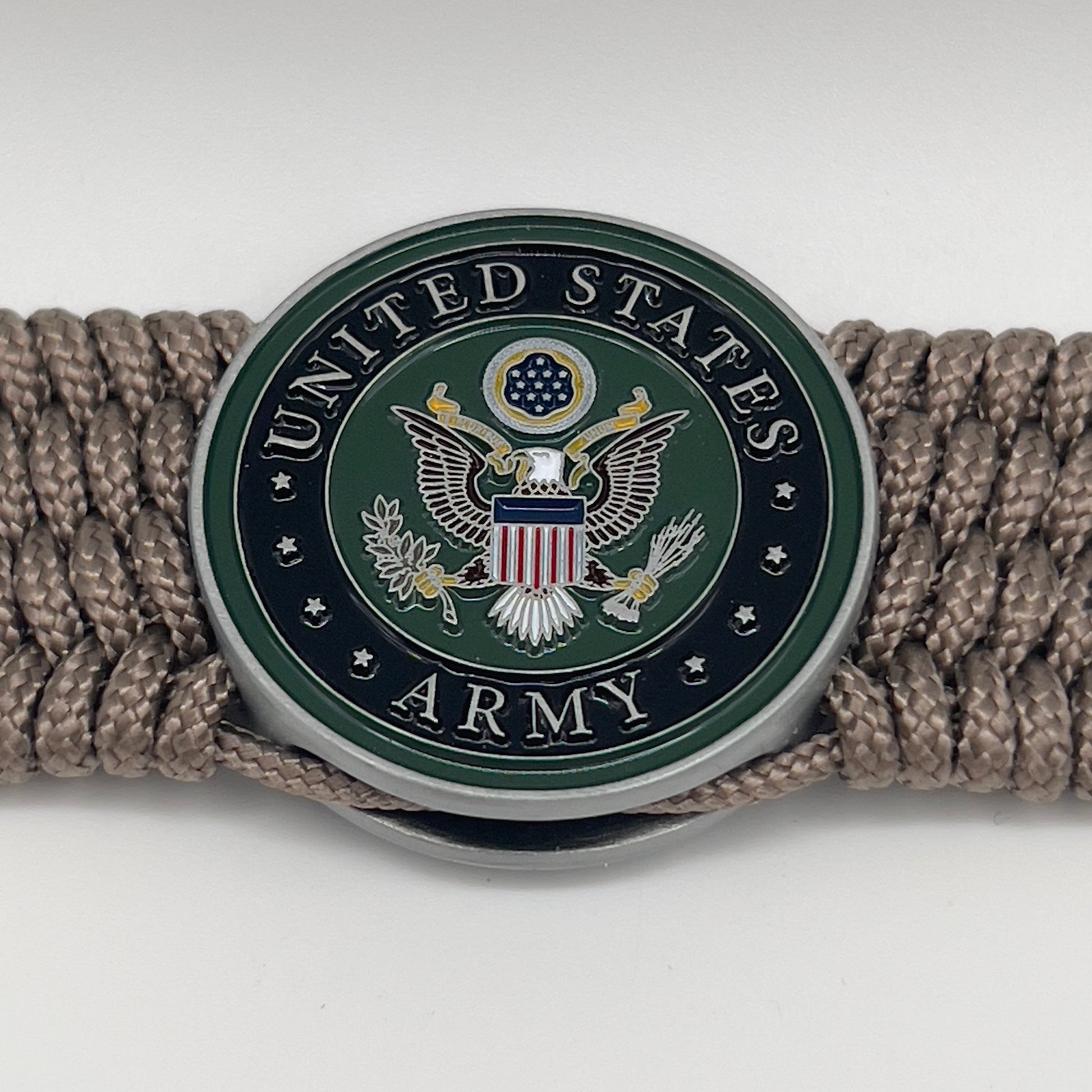 Custom engraved black and tan US Army bracelet