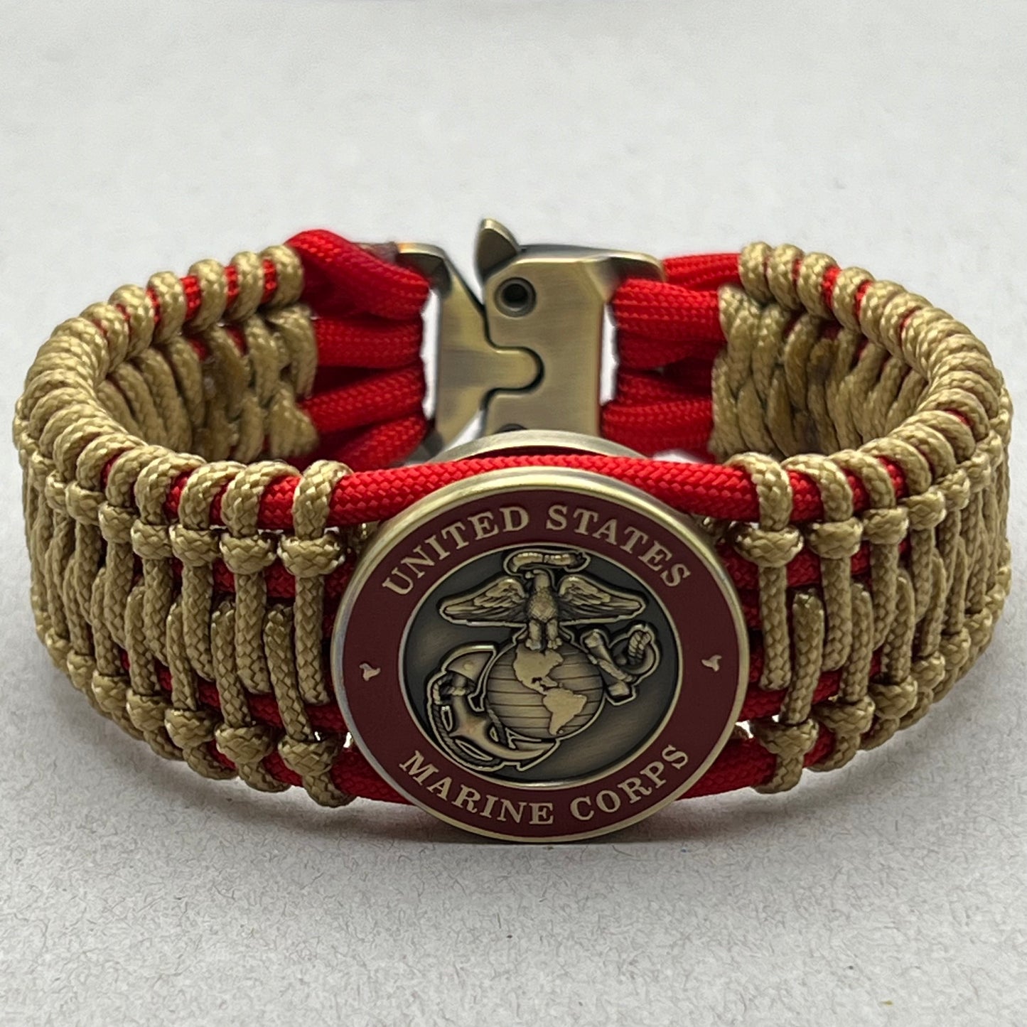 USMC bracelet-Antique Brass EGA-Red & Gold