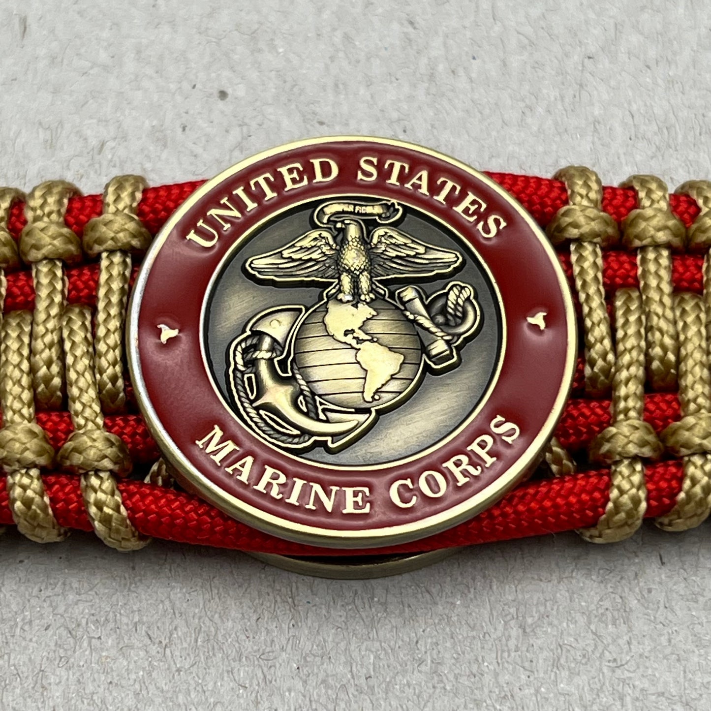 USMC bracelet-Antique Brass EGA-Red & Gold