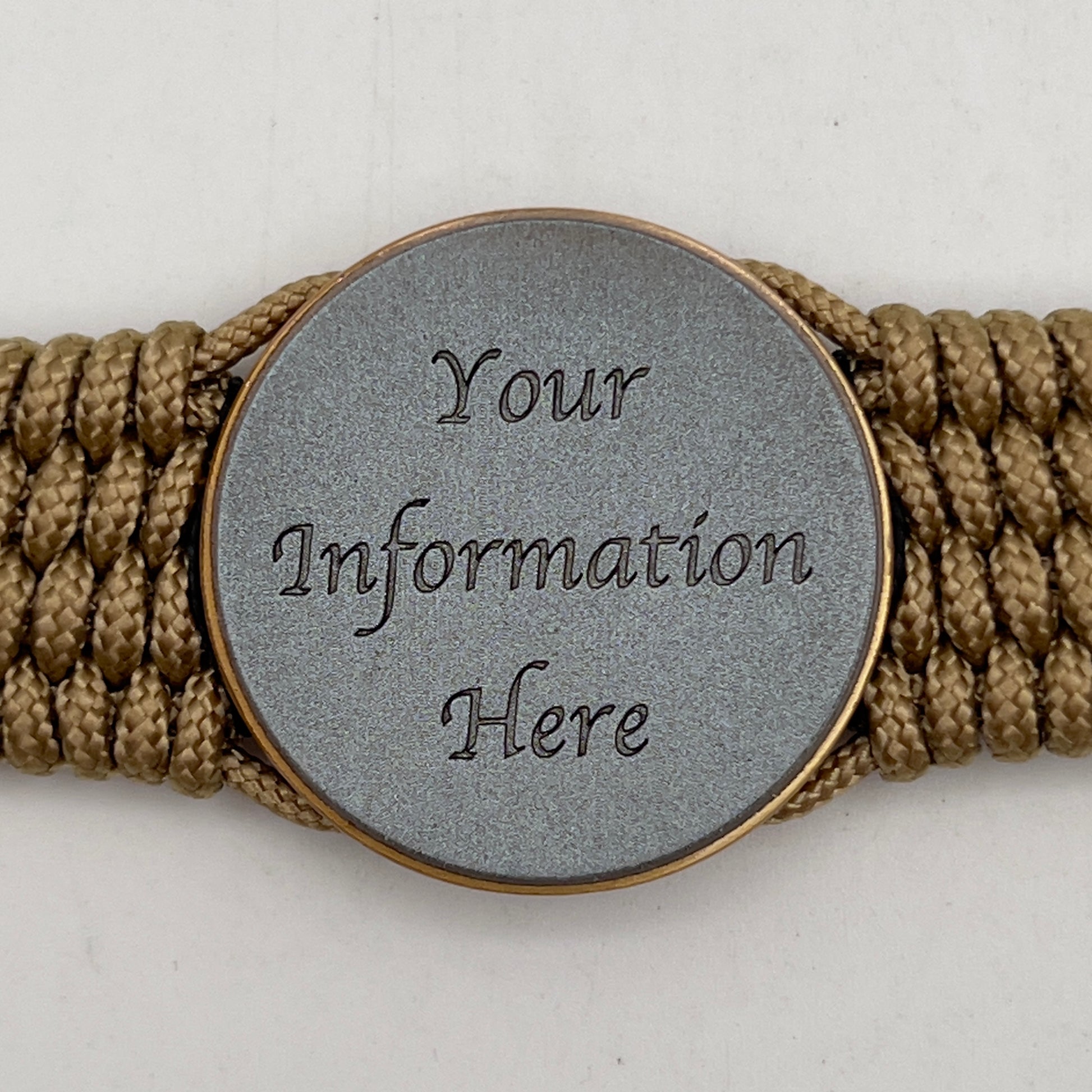 Thin, medium width, flexible and comfortable braided United States Marine Corps bracelet featuring a 24K antique gold plated USMC Eagle Globe and Anchor medallion, a gold Cobra style tactical buckle and woven with gold Type-1 paracord and Imperial Red and Black nano cord.